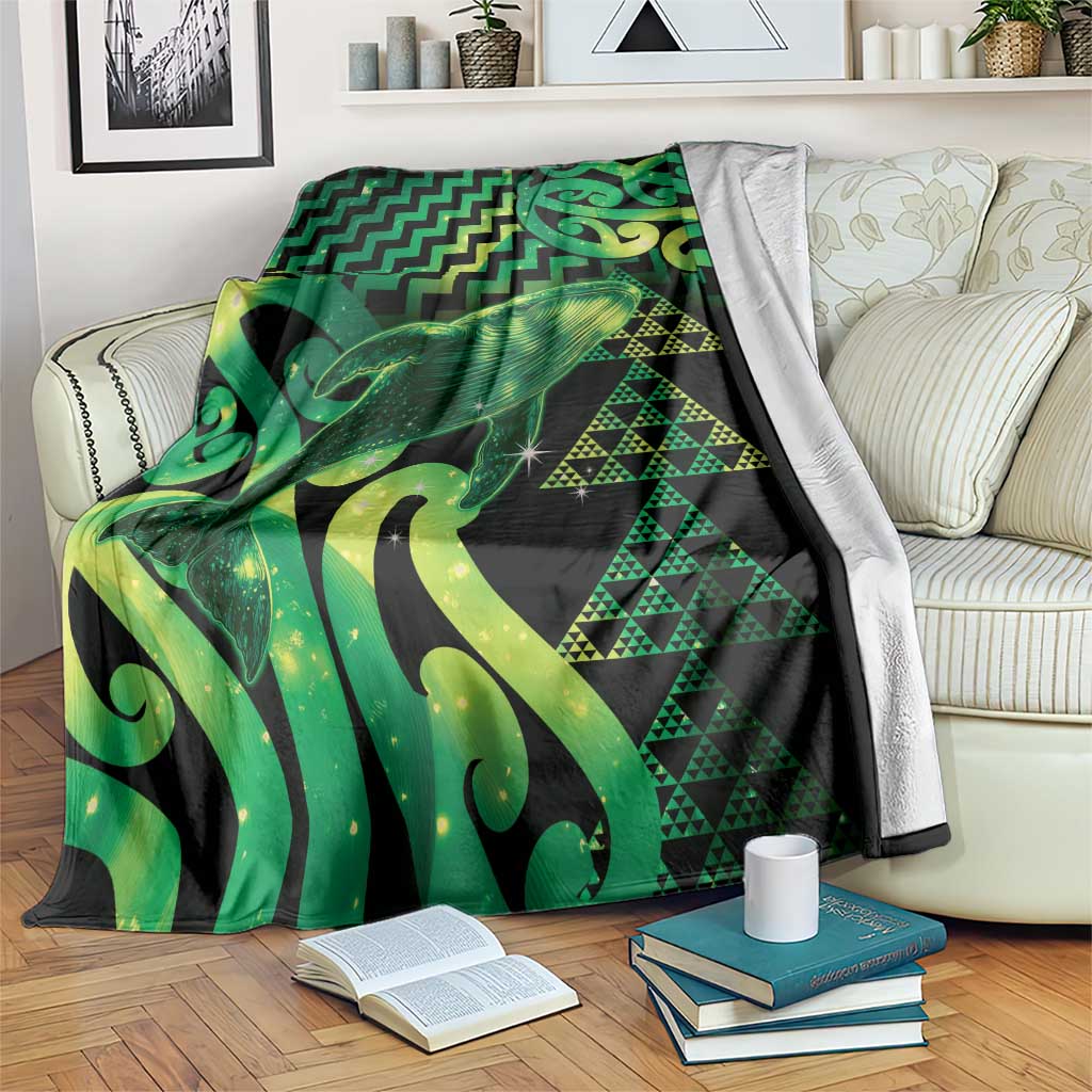 Humpback Whale Matariki New Zealand Blanket NZ Maori Paikea Poutama Luxury Green LT14 Green - Polynesian Pride