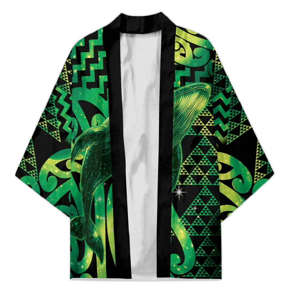 Humpback Whale Matariki New Zealand Kimono NZ Maori Paikea Poutama Luxury Green LT14 Unisex Green - Polynesian Pride