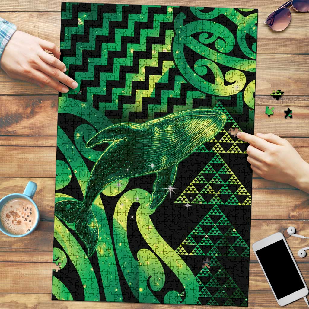 Humpback Whale Matariki New Zealand Puzzle NZ Maori Paikea Poutama Luxury Green LT14 Green - Polynesian Pride