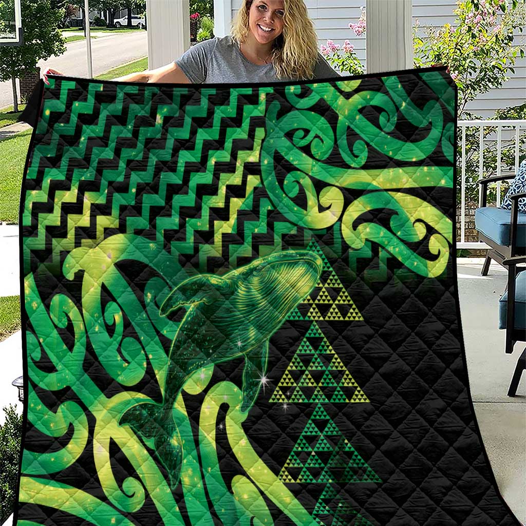 Humpback Whale Matariki New Zealand Quilt NZ Maori Paikea Poutama Luxury Green LT14 Green - Polynesian Pride