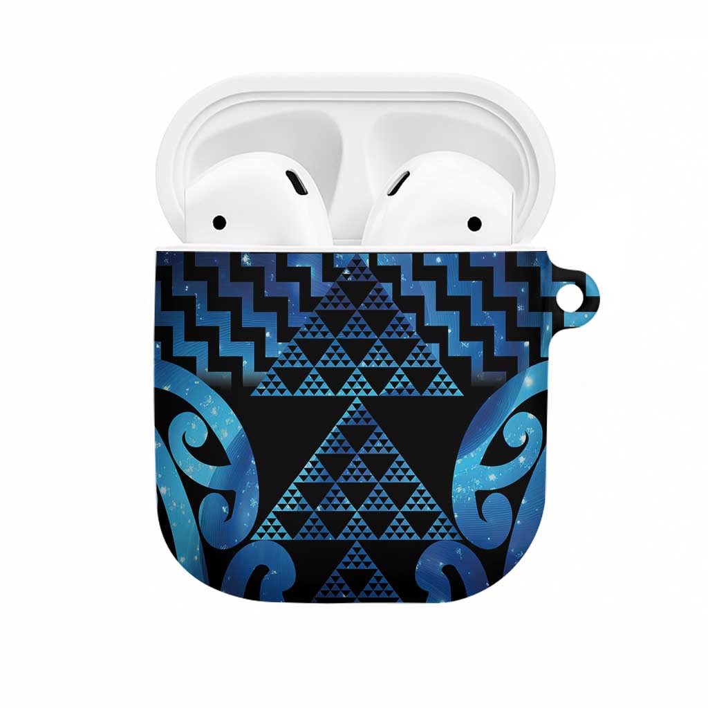 Taniko Motifs Matariki New Zealand AirPods Case NZ Niho Taniwha Poutama LT14 Blue - Polynesian Pride