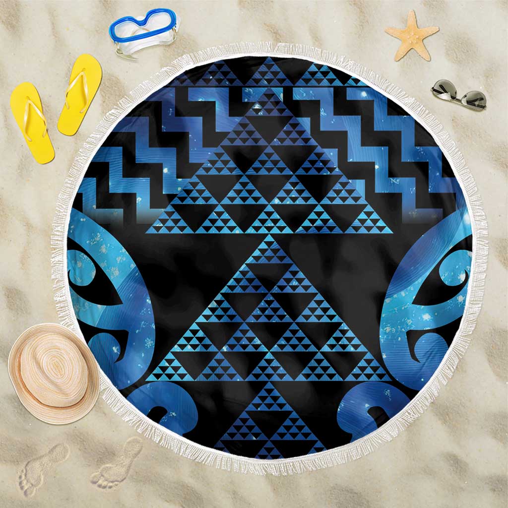Taniko Motifs Matariki New Zealand Beach Blanket NZ Niho Taniwha Poutama LT14 One Size 150cm Blue - Polynesian Pride