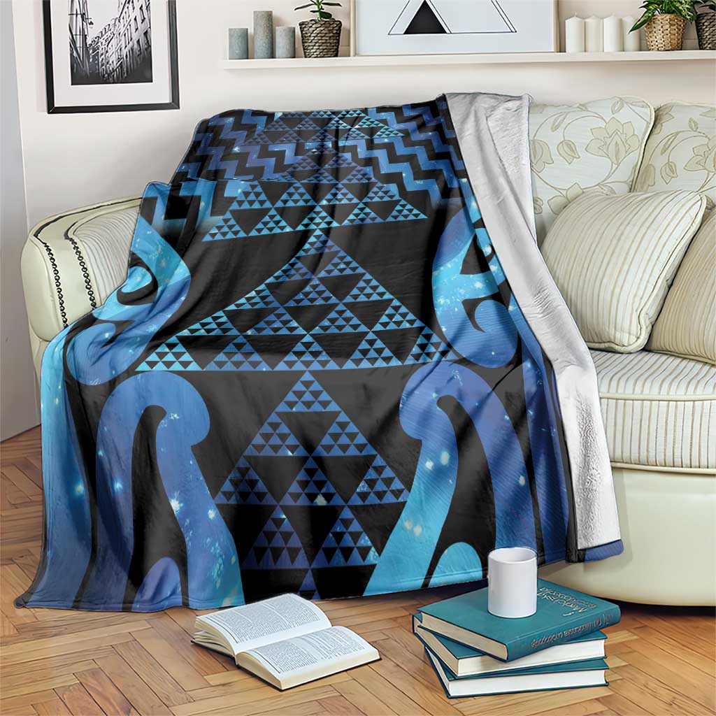 Taniko Motifs Matariki New Zealand Blanket NZ Niho Taniwha Poutama LT14 Blue - Polynesian Pride