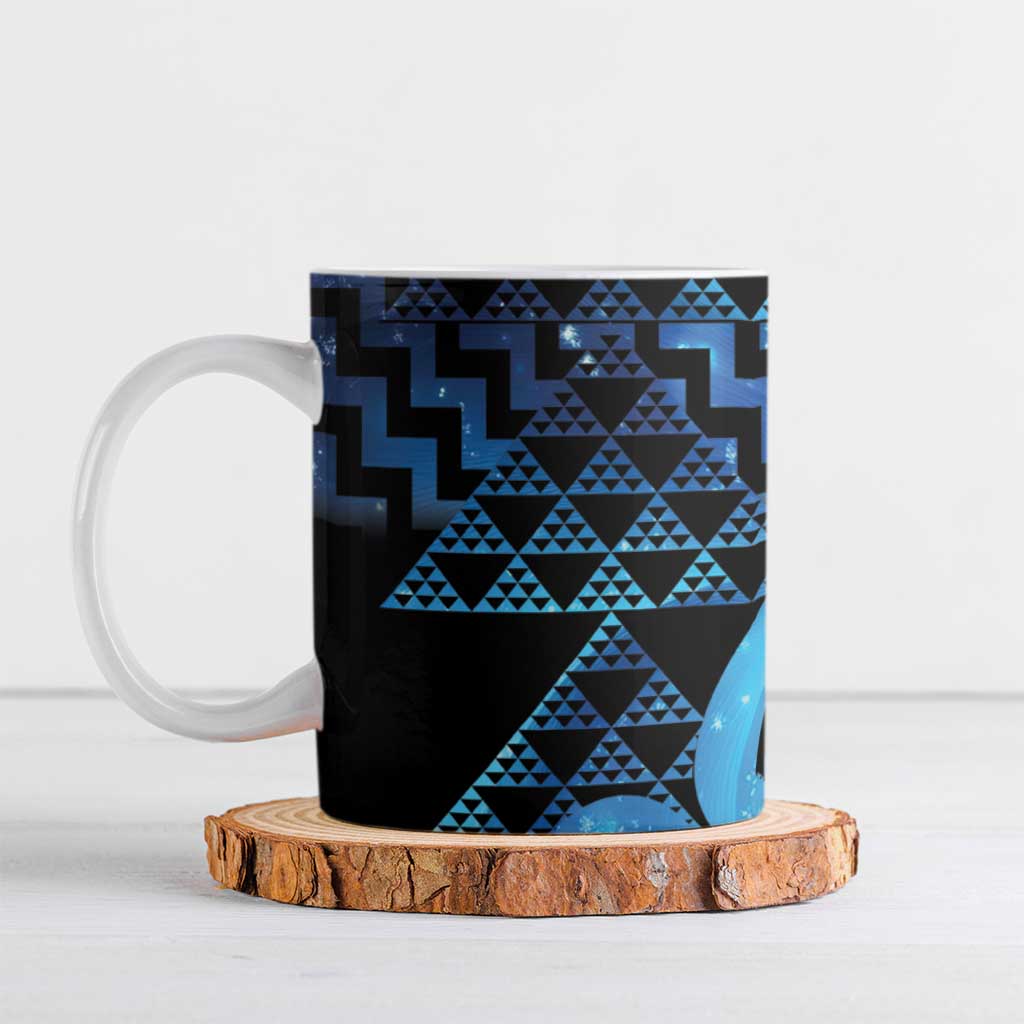 Taniko Motifs Matariki New Zealand Ceramic Mug NZ Niho Taniwha Poutama LT14 Blue - Polynesian Pride