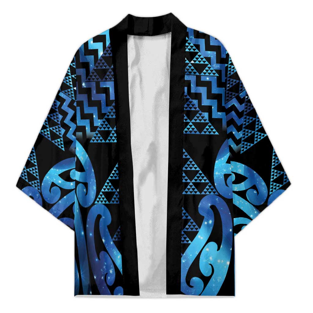 Taniko Motifs Matariki New Zealand Kimono NZ Niho Taniwha Poutama LT14 Unisex Blue - Polynesian Pride