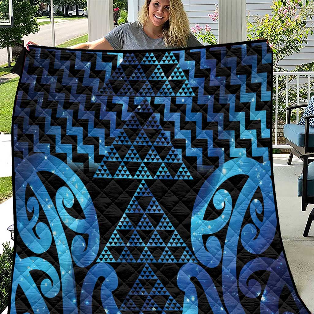 Taniko Motifs Matariki New Zealand Quilt NZ Niho Taniwha Poutama LT14 Blue - Polynesian Pride