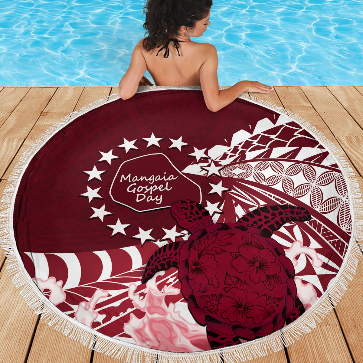 Cook Islands Mangaia Gospel Day Beach Blanket Polynesian Art With Sea Turtle LT14 - Polynesian Pride