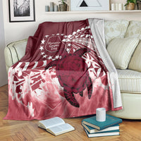 Cook Islands Mangaia Gospel Day Blanket Polynesian Art With Sea Turtle LT14 Maroon - Polynesian Pride