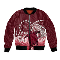 Cook Islands Mangaia Gospel Day Bomber Jacket Polynesian Art With Sea Turtle LT14 Unisex Maroon - Polynesian Pride