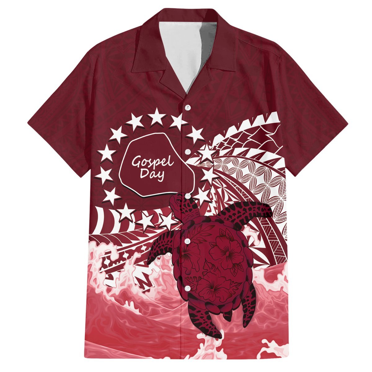 Cook Islands Mangaia Gospel Day Hawaiian Shirt Polynesian Art With Sea Turtle LT14 Maroon - Polynesian Pride