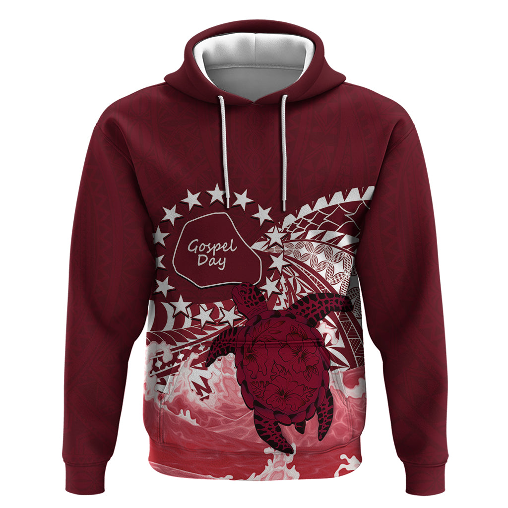Cook Islands Mangaia Gospel Day Hoodie Polynesian Art With Sea Turtle LT14 Pullover Hoodie Maroon - Polynesian Pride