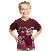 Cook Islands Mangaia Gospel Day Kid T Shirt Polynesian Art With Sea Turtle LT14 Maroon - Polynesian Pride