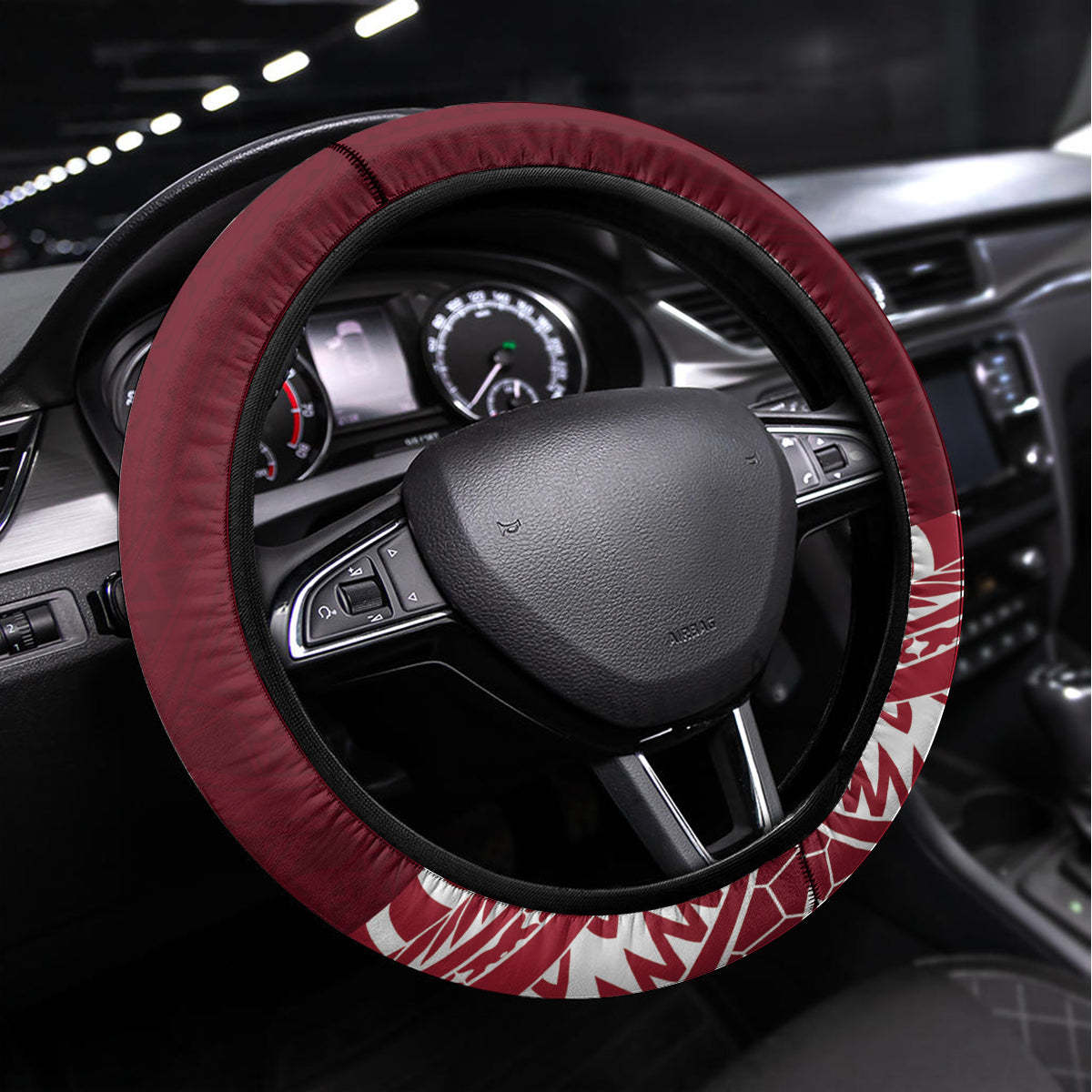 Cook Islands Mangaia Gospel Day Steering Wheel Cover Polynesian Art With Sea Turtle LT14 Universal Fit Maroon - Polynesian Pride