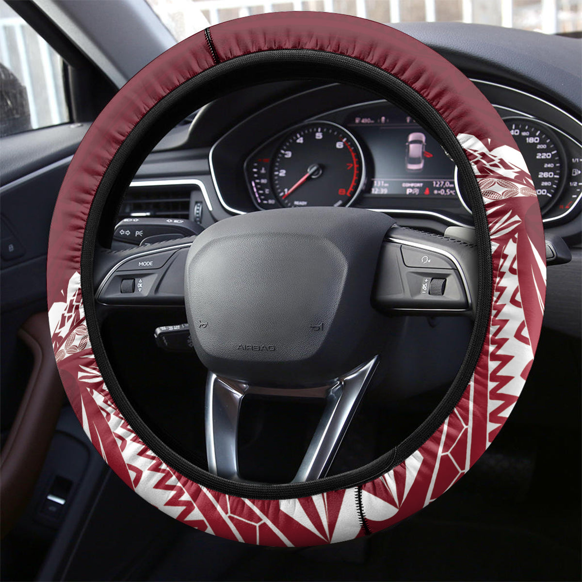 Cook Islands Mangaia Gospel Day Steering Wheel Cover Polynesian Art With Sea Turtle LT14 - Polynesian Pride