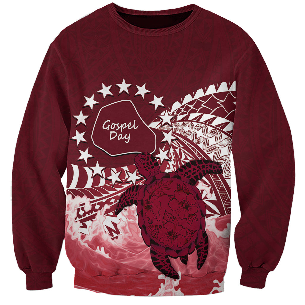 Cook Islands Mangaia Gospel Day Sweatshirt Polynesian Art With Sea Turtle LT14 Unisex Maroon - Polynesian Pride