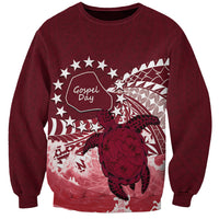 Cook Islands Mangaia Gospel Day Sweatshirt Polynesian Art With Sea Turtle LT14 Unisex Maroon - Polynesian Pride