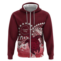 Cook Islands Mangaia Gospel Day Zip Hoodie Polynesian Art With Sea Turtle LT14 Zip Hoodie Maroon - Polynesian Pride