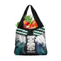 Aotearoa Korowai Motif Grocery Bag Hei Tiki Poutama Maori Pattern LT14 1-pack One Size Turquoise - Polynesian Pride