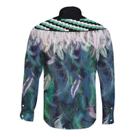 Aotearoa Korowai Motif Long Sleeve Button Shirt Hei Tiki Poutama Maori Pattern LT14 - Polynesian Pride