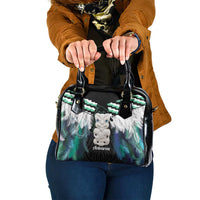 Aotearoa Korowai Motif Shoulder Handbag Hei Tiki Poutama Maori Pattern LT14 One Size Turquoise - Polynesian Pride