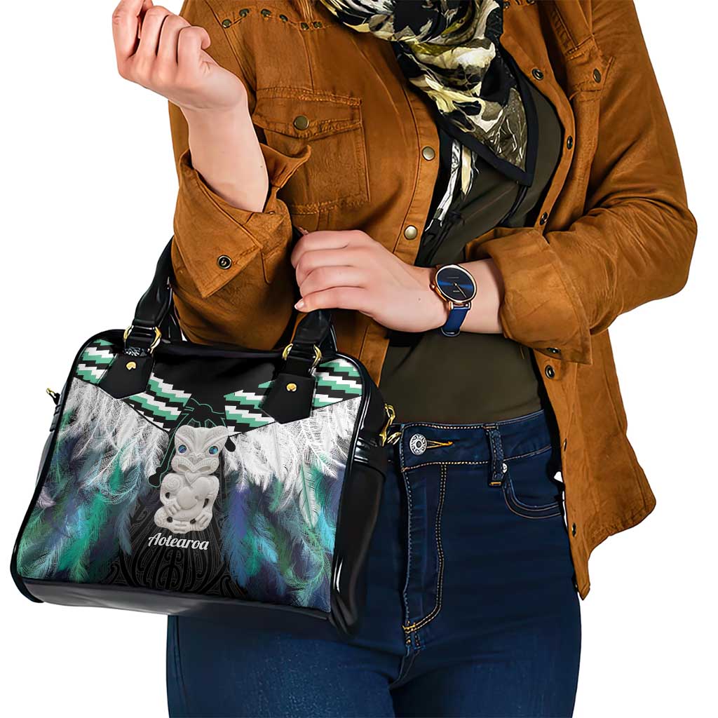 Aotearoa Korowai Motif Shoulder Handbag Hei Tiki Poutama Maori Pattern LT14 - Polynesian Pride