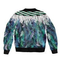 Aotearoa Korowai Motif Sleeve Zip Bomber Jacket Hei Tiki Poutama Maori Pattern LT14 - Polynesian Pride