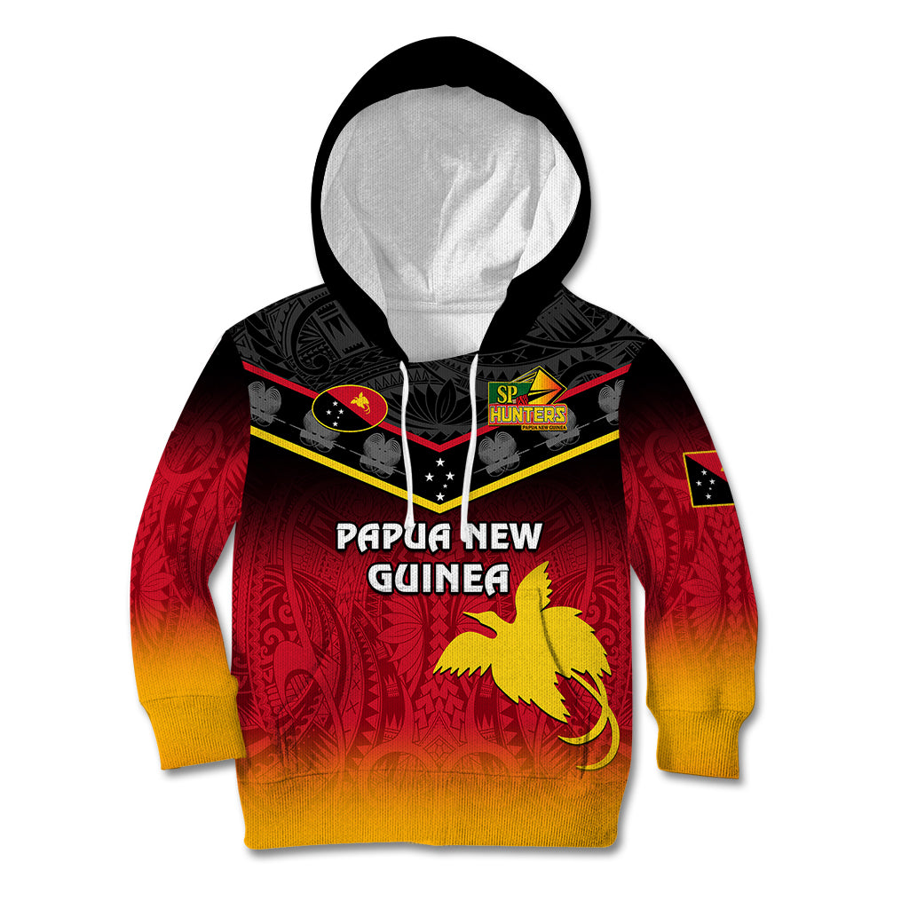 Papua New Guinea Rugby Kid Hoodie PNG Hunters Polynesian Black LT14 Hoodie Black - Polynesian Pride