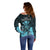 Polynesian Pride King Kamehameha Day Hawaii Off Shoulder Sweater Polynesia Tribal Kanaka And Hibiscus Turquoise LT14 - Polynesian Pride