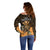 Polynesian Pride King Kamehameha Day Hawaii Off Shoulder Sweater Polynesia Tribal Kanaka And Hibiscus Gold LT14 - Polynesian Pride