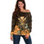 Personalised King Kamehameha Day Hawaii Off Shoulder Sweater Polynesia Tribal Kanaka And Hibiscus Gold LT14 Women Gold - Polynesian Pride