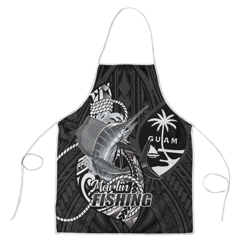 Guam Blue Marlin Fishing Apron Guahan Fish Hook Tattoo Black Version LT14 Black - Polynesian Pride