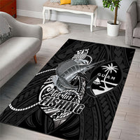 Guam Blue Marlin Fishing Area Rug Guahan Fish Hook Tattoo Black Version LT14 - Polynesian Pride
