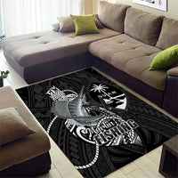 Guam Blue Marlin Fishing Area Rug Guahan Fish Hook Tattoo Black Version LT14 - Polynesian Pride