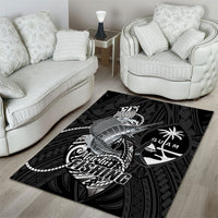 Guam Blue Marlin Fishing Area Rug Guahan Fish Hook Tattoo Black Version LT14 - Polynesian Pride