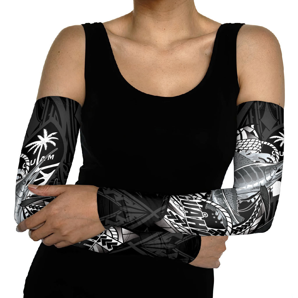 Guam Blue Marlin Fishing Arm Sleeves Guahan Fish Hook Tattoo Black Version LT14 - Polynesian Pride