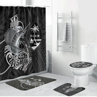 Guam Blue Marlin Fishing Bathroom Set Guahan Fish Hook Tattoo Black Version LT14 Bathroom Set (4 pcs) Black - Polynesian Pride