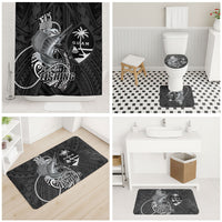 Guam Blue Marlin Fishing Bathroom Set Guahan Fish Hook Tattoo Black Version LT14 - Polynesian Pride