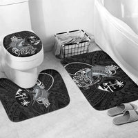 Guam Blue Marlin Fishing Bathroom Set Guahan Fish Hook Tattoo Black Version LT14 Mat Set Only (3 pcs) One Size Black - Polynesian Pride