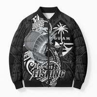 Guam Blue Marlin Fishing Bomber Puffer Jacket Guahan Fish Hook Tattoo Black Version LT14 Unisex Black - Polynesian Pride