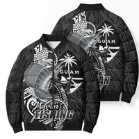 Guam Blue Marlin Fishing Bomber Puffer Jacket Guahan Fish Hook Tattoo Black Version LT14 - Polynesian Pride