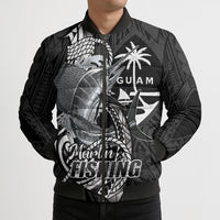 Guam Blue Marlin Fishing Bomber Puffer Jacket Guahan Fish Hook Tattoo Black Version LT14 - Polynesian Pride