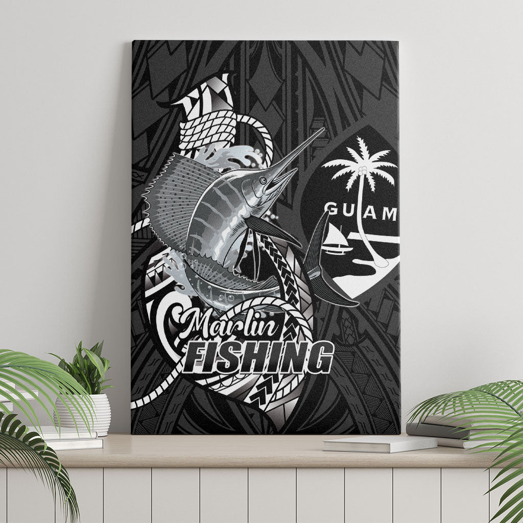 Guam Blue Marlin Fishing Canvas Wall Art Guahan Fish Hook Tattoo Black Version LT14 - Polynesian Pride