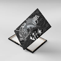Guam Blue Marlin Fishing Canvas Wall Art Guahan Fish Hook Tattoo Black Version LT14 With Frame Black - Polynesian Pride