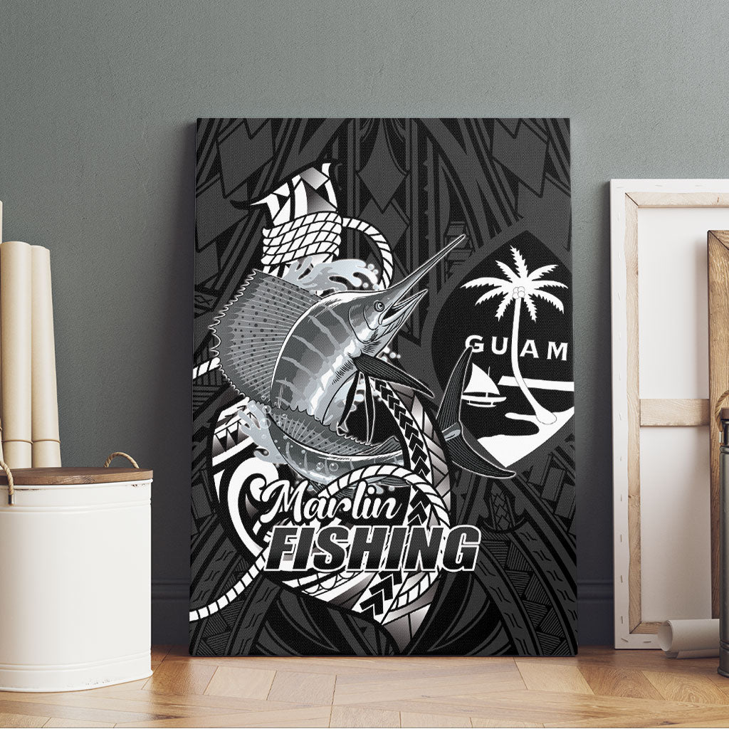 Guam Blue Marlin Fishing Canvas Wall Art Guahan Fish Hook Tattoo Black Version LT14 - Polynesian Pride