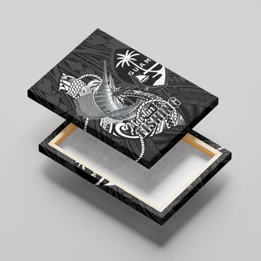Guam Blue Marlin Fishing Canvas Wall Art Guahan Fish Hook Tattoo Black Version LT14 - Polynesian Pride