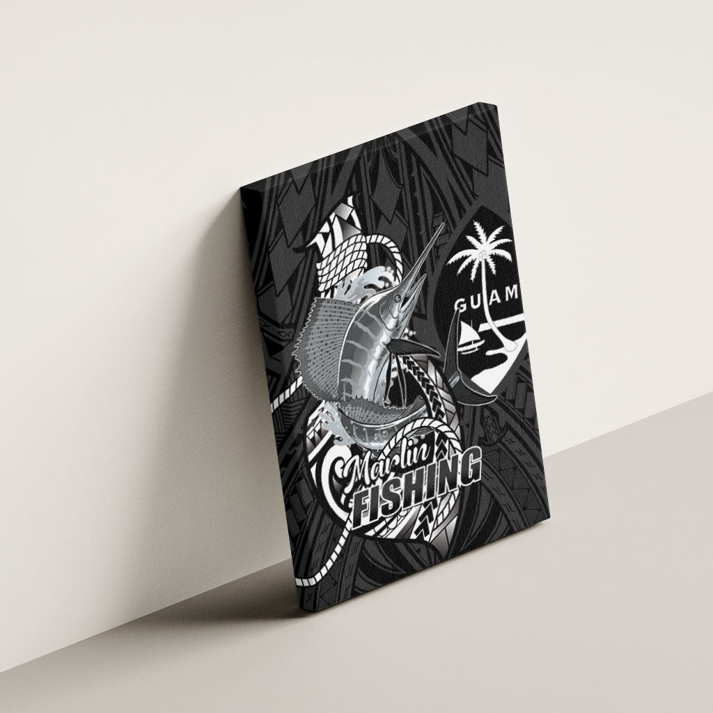 Guam Blue Marlin Fishing Canvas Wall Art Guahan Fish Hook Tattoo Black Version LT14 - Polynesian Pride