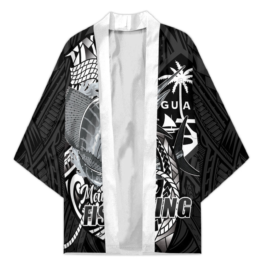 Guam Blue Marlin Fishing Kimono Guahan Fish Hook Tattoo Black Version LT14 Unisex Black - Polynesian Pride