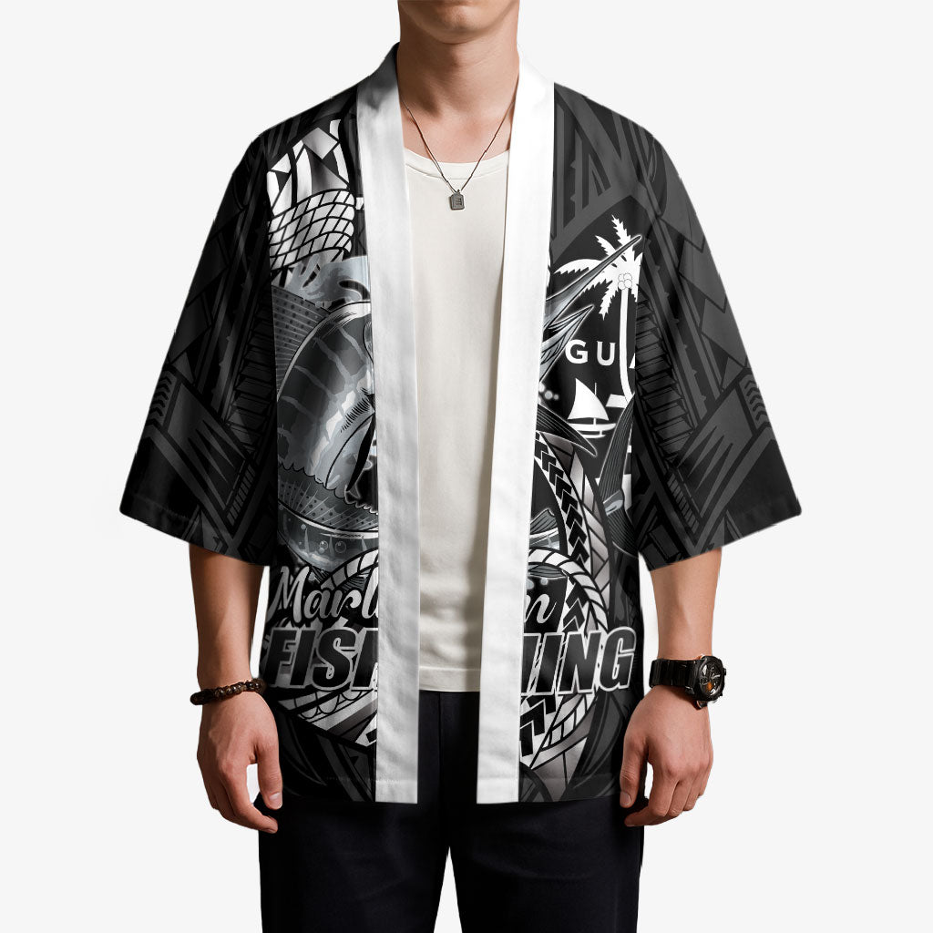 Guam Blue Marlin Fishing Kimono Guahan Fish Hook Tattoo Black Version LT14 - Polynesian Pride