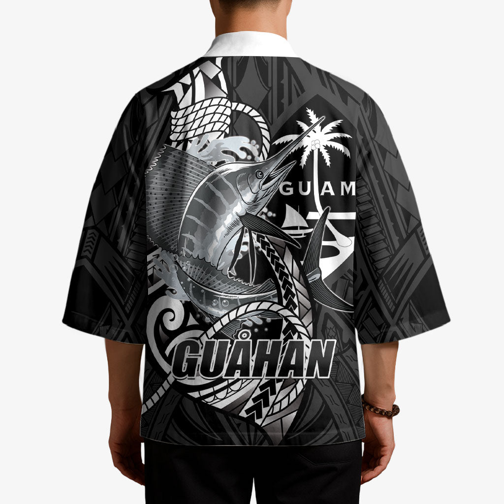 Guam Blue Marlin Fishing Kimono Guahan Fish Hook Tattoo Black Version LT14 - Polynesian Pride