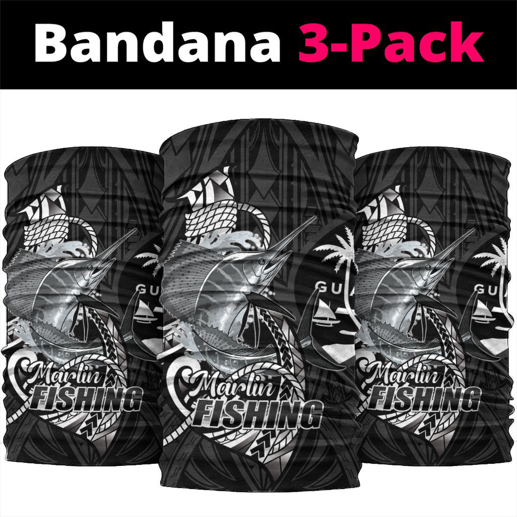 Guam Blue Marlin Fishing Neck Gaiter Guahan Fish Hook Tattoo Black Version LT14 package One Size: 25*50cm Black - Polynesian Pride
